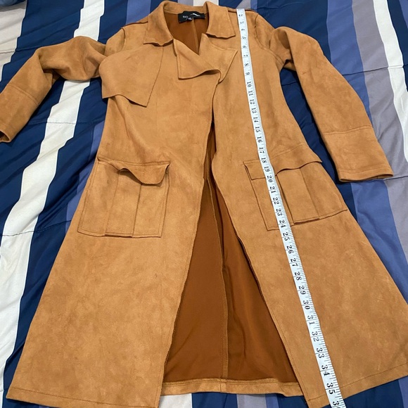 Fashion Nova Tan Suede Trench Coat - Picture 5 of 9
